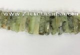 CTD3725 Top drilled 8*20mm - 10*50mm sticks green rutilated quartz  beads