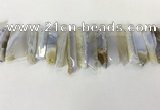 CTD3730 Top drilled 8*20mm - 10*50mm sticks blue chalcedony beads