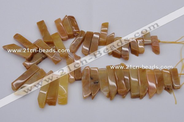 CTD374 Top drilled 10*20mm - 12*50mm wand yellow jade beads