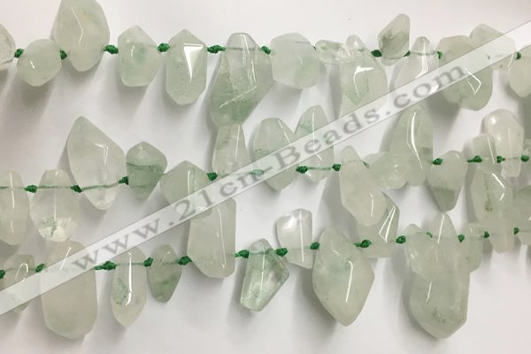 CTD3753 Top drilled 6*12mm - 13*18mm nuggets green quartz beads