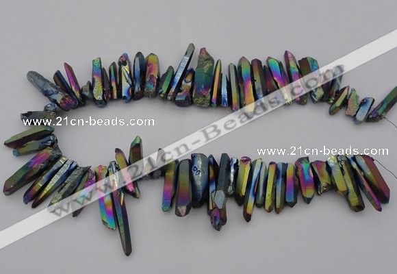 CTD382 Top drilled 5*20mm - 8*35mm sticks plated quartz beads