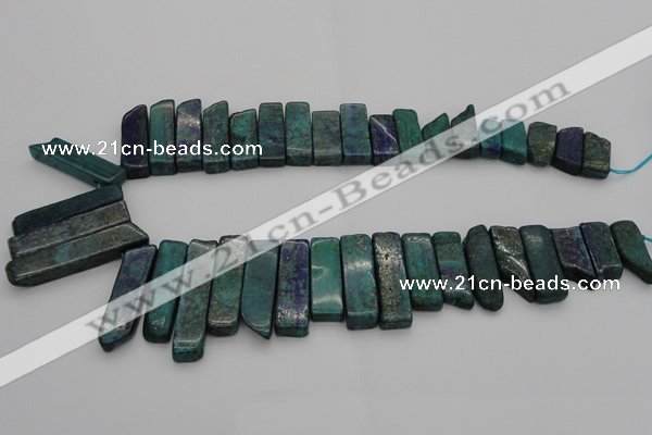 CTD385 Top drilled 10*20mm - 12*50mm wand chrysocolla beads