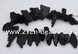 CTD396 Top drilled 10*25mm - 20*35mm nuggets black tourmaline beads