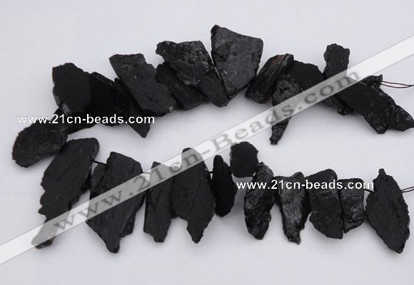 CTD396 Top drilled 10*25mm - 20*35mm nuggets black tourmaline beads