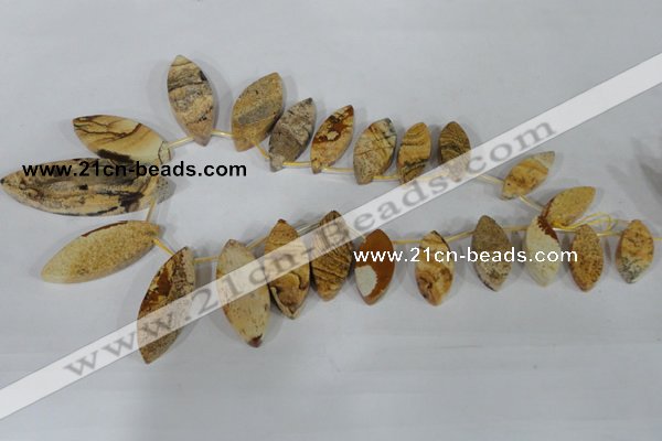 CTD40 Top drilled 10*23mm – 15*40mm marquise picture jasper beads