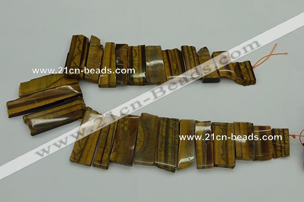 CTD405 Top drilled 12*25mm - 18*50mm sticks yellow tiger eye beads