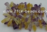 CTD420 Top drilled 12*25mm - 18*40mm nuggets amethyst & citrine beads