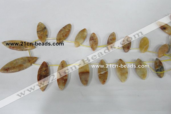 CTD43 Top drilled 12*32mm – 15*37mm marquise Morocco agate beads