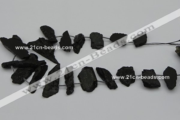 CTD438 Top drilled 10*25mm - 20*45mm freeform black tourmaline beads