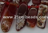 CTD461 15.5 inches 10*20mm - 12*35mm sticks red agate beads