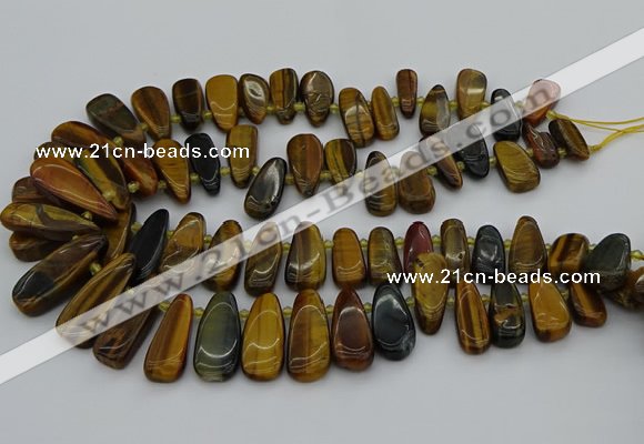 CTD474 15.5 inches 12*25mm - 15*45mm freeform yellow tiger eye beads