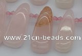 CTD476 Top drilled 12*25mm - 15*45mm freeform rose quartz beads