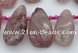 CTD484 Top drilled 10*22mm - 15*45mm freeform strawberry quartz beads