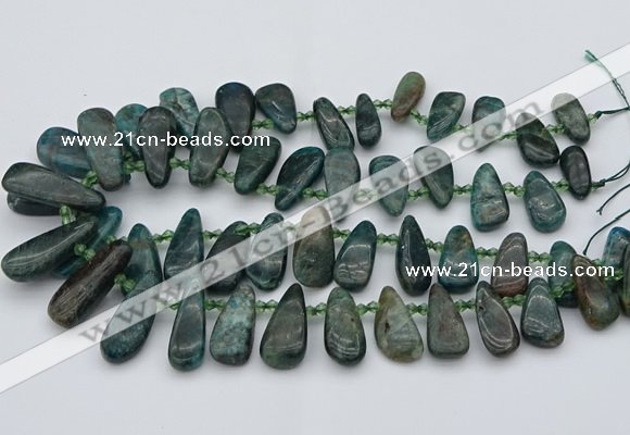 CTD492 Top drilled 10*22mm - 15*45mm freeform green apatite beads