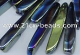 CTD528 Top drilled 10*25mm - 10*60mm wand plated agate beads