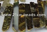 CTD533 Top drilled 10*30mm - 10*65mm wand plated agate beads