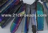 CTD536 Top drilled 10*30mm - 10*65mm wand plated agate beads