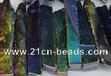 CTD537 Top drilled 10*30mm - 10*65mm wand plated agate beads