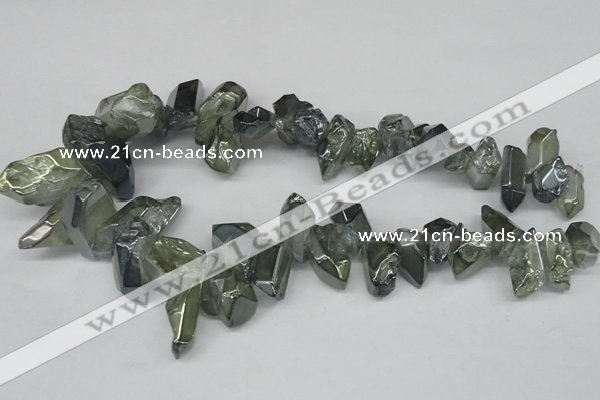 CTD542 Top drilled 10*15mm - 12*30mm nuggets plated quartz beads