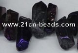 CTD546 Top drilled 10*20mm - 12*35mm nuggets plated quartz beads