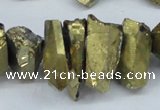 CTD549 Top drilled 12*20mm - 12*25mm nuggets plated quartz beads