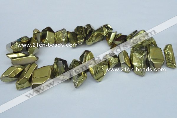 CTD550 Top drilled 10*25mm – 15*35mm nuggets plated quartz beads