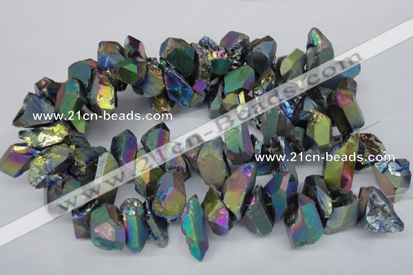 CTD551 Top drilled 12*20mm - 14*30mm nuggets plated quartz beads