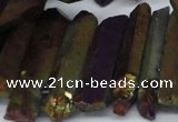 CTD552 Top drilled 8*25mm - 8*40mm wand plated quartz beads