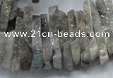 CTD556 Top drilled 6*15mm - 10*40mm wand plated agate beads