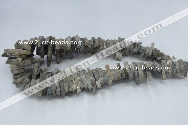 CTD556 Top drilled 6*15mm - 10*40mm wand plated agate beads