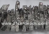 CTD557 Top drilled 6*15mm - 10*40mm wand plated agate beads