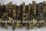 CTD558 Top drilled 6*15mm - 10*40mm wand plated agate beads