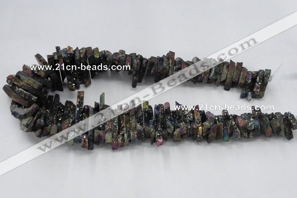 CTD559 Top drilled 6*15mm - 10*40mm wand plated agate beads