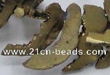 CTD564 Top drilled 10*20mm - 10*40mm freeform plated agate beads