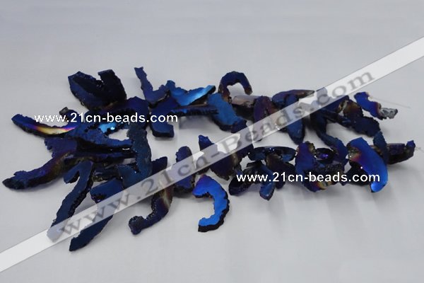 CTD566 Top drilled 10*20mm - 10*40mm freeform plated agate beads