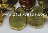 CTD572 Top drilled 20*30mm - 30*45mm freeform plated agate beads