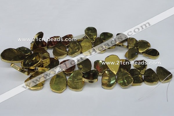 CTD572 Top drilled 20*30mm - 30*45mm freeform plated agate beads