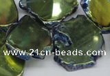 CTD573 Top drilled 20*30mm - 30*45mm freeform plated agate beads