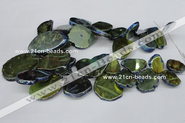 CTD573 Top drilled 20*30mm - 30*45mm freeform plated agate beads