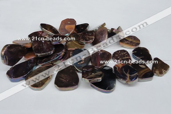 CTD574 Top drilled 20*30mm - 30*45mm freeform plated agate beads