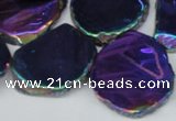 CTD575 Top drilled 20*30mm - 30*45mm freeform plated agate beads