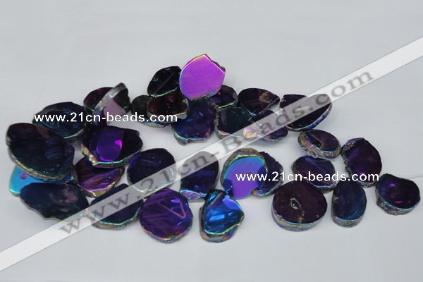 CTD575 Top drilled 20*30mm - 30*45mm freeform plated agate beads