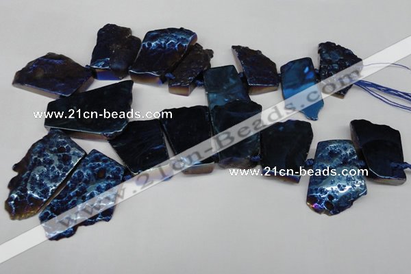 CTD579 Top drilled 20*30mm - 30*50mm freeform plated agate beads