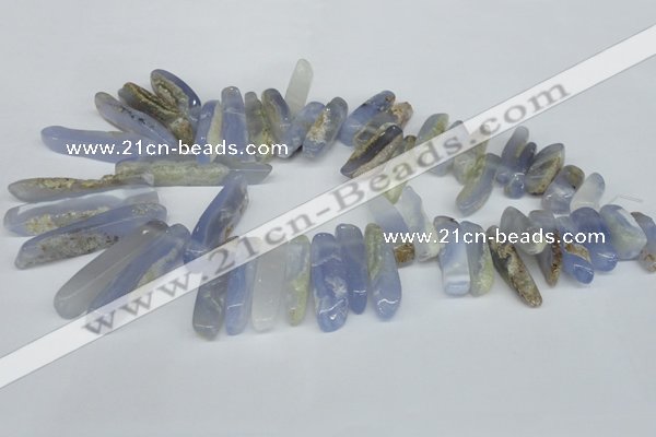 CTD581 Top drilled 8*25mm - 8*55mm wand blue lace agate beads