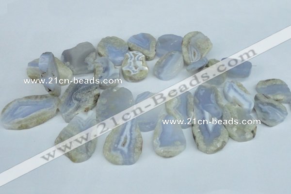 CTD608 Top drilled 18*25mm - 30*45mm freeform blue lace agate beads