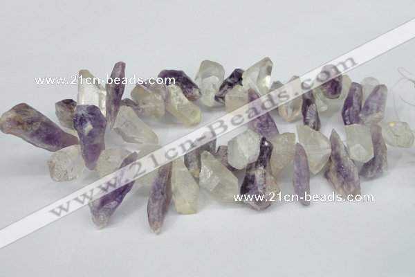 CTD621 12*22mm - 15*40mm nuggets amethyst & white crystal beads