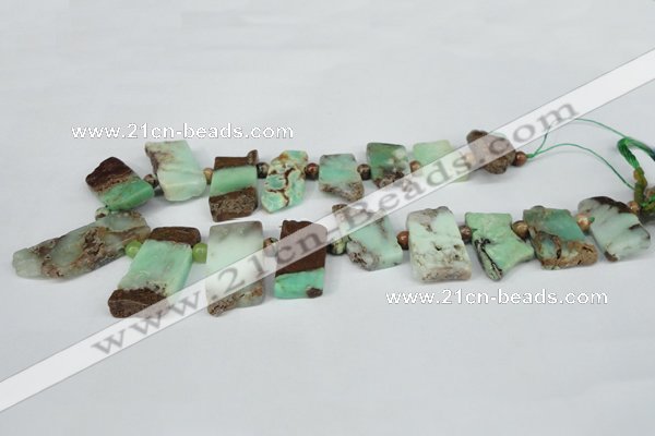 CTD638 Top drilled 15*25mm - 20*40mm freeform australia chrysoprase beads