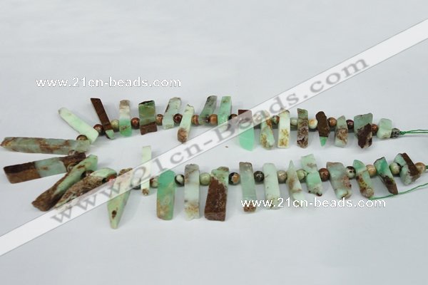 CTD639 Top drilled 8*20mm - 8*45mm wand australia chrysoprase beads