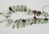 CTD640 Top drilled 10*25mm - 12*45mm wand australia chrysoprase beads