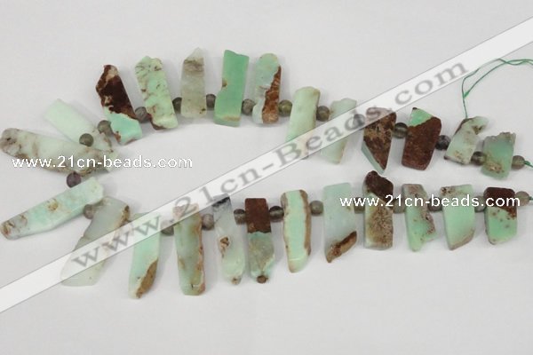 CTD640 Top drilled 10*25mm - 12*45mm wand australia chrysoprase beads